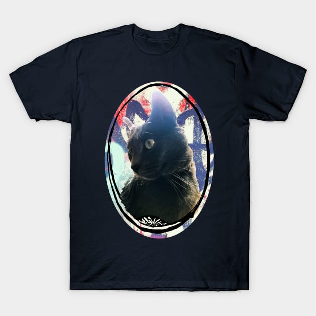 Blue Grey Cat Photo T-Shirt by badlydrawnbabe